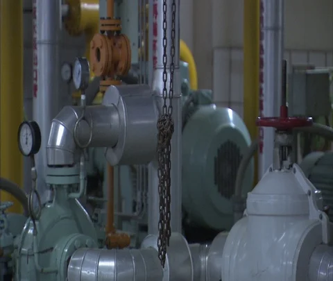 MS pipes and machinery inside Shenhua Sanhe power station Stock Footage 86746530