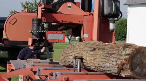 MS Portable sawmill cutting log from front 1 Stock Footage 40472200