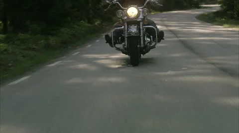 MS REAR POV Senior man riding vintage motorbike Stock Footage