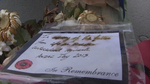 MS Remembrance card Blowing in the wind at Messines Peace Park Stock-Footage 112066563