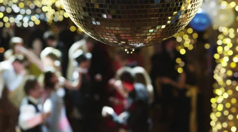 MS R/F Couples dancing on prom night under disco ball / Cedar Hills, Utah, USA Stock Footage 38822452