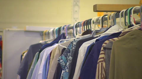 MS shirts on hangers Stock Footage 5833337