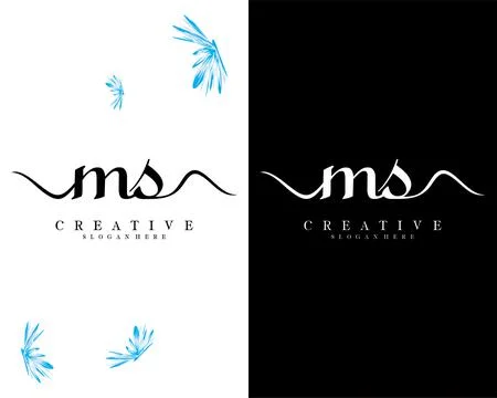 Ms, sm handwriting script font letter logo design template vector Stock Illustration