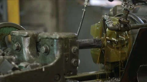 MS Threader Machine Threading 3" Steel Rod Stock Footage 40932259