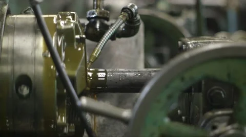 MS Threader Machine Threading 3" Steel Rod Side Angle Stock Footage 40932263