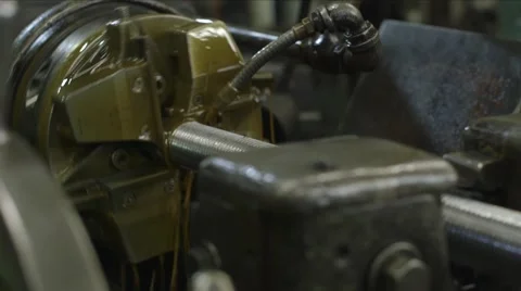 MS Threader Machine Threading Steel Rod Stock Footage 40932361