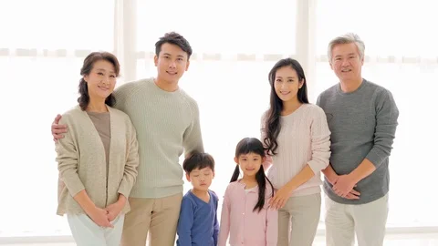MS Three generation family looking at camera Stock Footage 108563628
