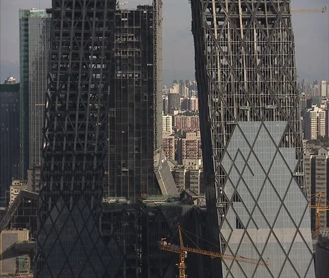 MS tilt up construction of new CCTV building Stock Footage 86744969
