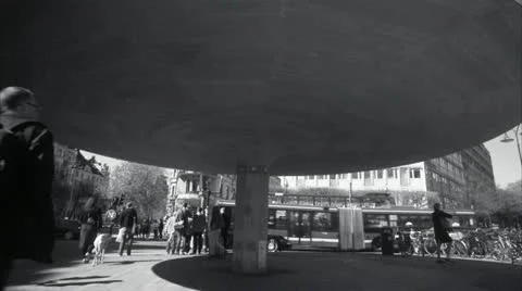 MS T/L  B/W View of people at Stureplan / Stockholm Video stock 11293175