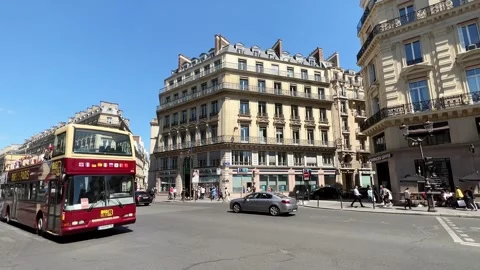MS Traffic on the Avenue de l'Opera, Paris, France Stock Footage 246921051