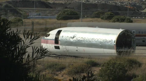 MS Two Old Airplanes in a Plane Graveyard 2 Stock Footage 4280207