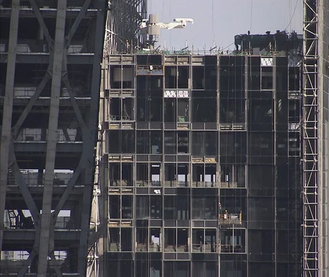 MS view of new CCTV building under construction Stock Footage 86745056