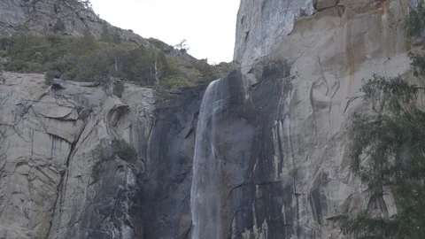 MS Yosemite Falls Half Dome in Background Stock Footage 122400391
