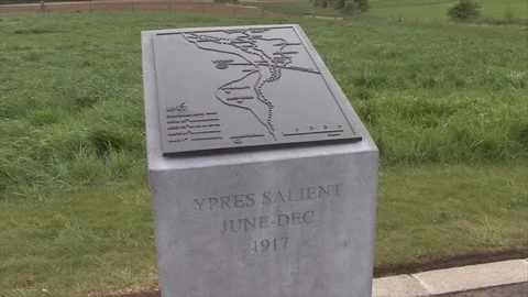 MS Ypres Salient Plaque at Messines Peace Park Belgium Stock Footage 112123739