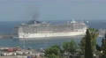 MSC cruise ship anchored in Barcelona 4k or 4k+ Resolution