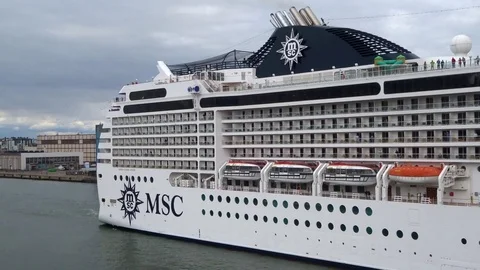 MSC ship moving in West Harbor of Helsinki Stock Footage 97786200