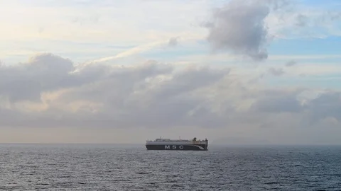 Msc Transportation, Containers car Cargo in the middle of the sea Stock Footage 106842276