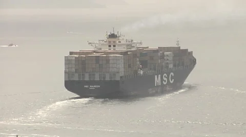 MSC transportation, containers cargo ship out of the Bosphorus Stock Footage 48237864