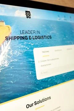 Msc website displaying shipping and logistics information Stock Photos