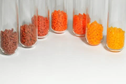 Mseveral coloured masterbatches in laboratory Stock Photos