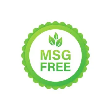 Msg free. Glutamate no added food package icon. Monosodium glutamate. Vector Illustrazione stock