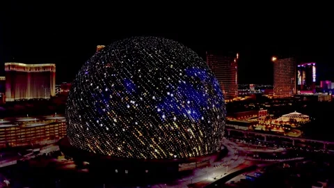 MSG Sphere 4k Gold Sparkles Stock Footage 248480434