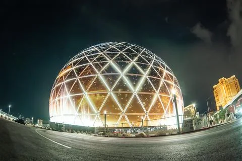 MSG Sphere is light up in Las Vegas, Nevada. Stock Photos
