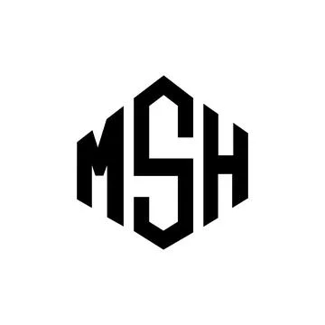 MSH letter logo design with polygon shape. MSH polygon and cube shape logo .. Stock Illustration