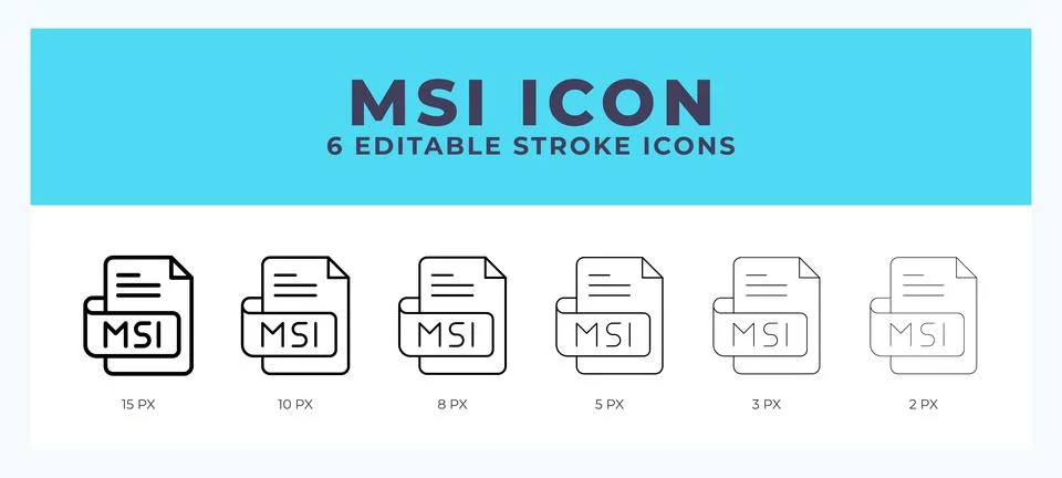 Msi file icon illustration vector with editable stroke. 스톡 일러스트