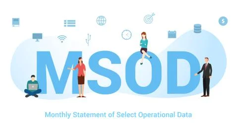 Msod monthly statement of select operational data concept with big word or te Illustrazione stock