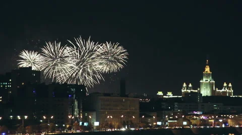 Msu Building And Firework Stock Footage 54176589