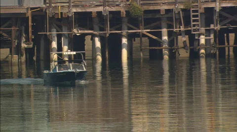 MSWharfAndBoat Stock Footage 476721