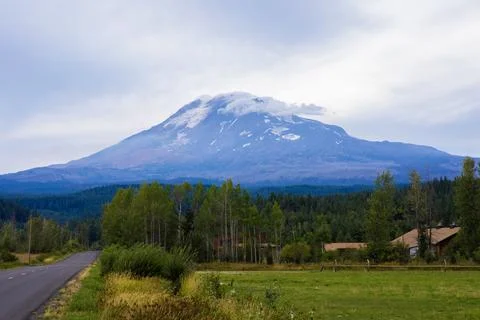 Mt Adams South Side clouds from Randle Glenwood Gifford Pinchot National Forest Stock Photos