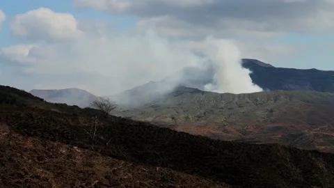 Mt Aso, Japans largest active volcano Stock Footage 236515101