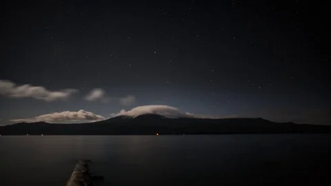 Mt. Bailey across Diamond Lake Night Timelapse, Cascades, Oregon, USA Stock Footage 103808804