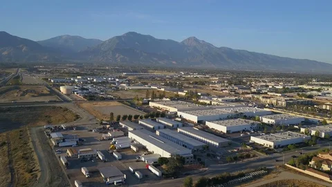 Mt Baldy drone - through Upland, CA Stock Footage 127673372