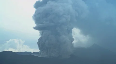 Mt Bromo a remote erupting active volcanic mountain volcano Java Indonesia Stock Footage 67394993