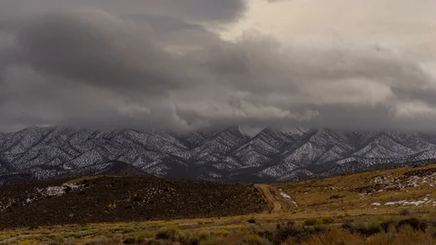 Mt. Charleston Desert Rolling Clouds In Snow Time Lapse, Timelapse, Time-Laps Stock Footage 128944166