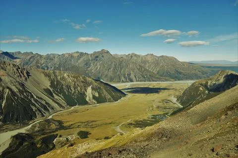 Mt cook valley floor Stock Photos
