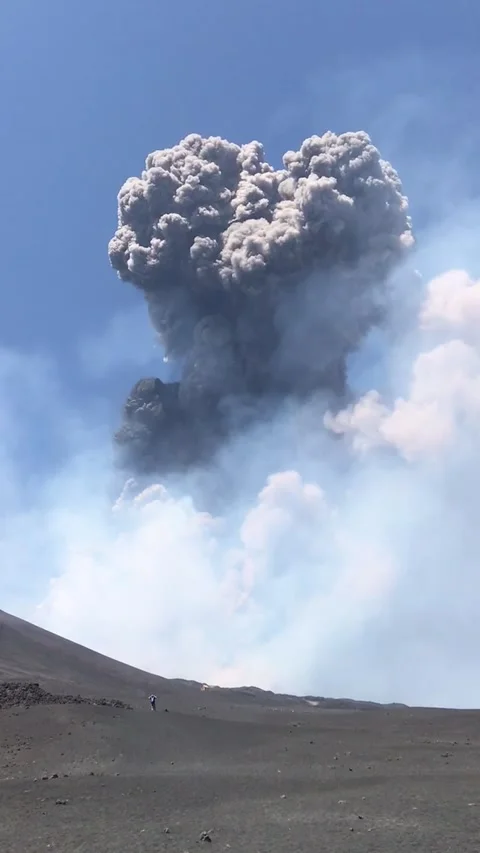 Mt Etna Eruption Sends Ash Airborne, Sicily, Italy - 27 Jul 2019 Stock Footage 205215580