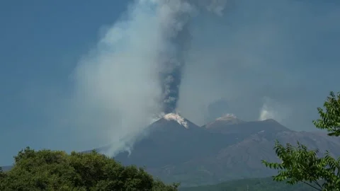 Mt. Etna Volcano in Sicily in spring, Italy Stock Footage 312024809