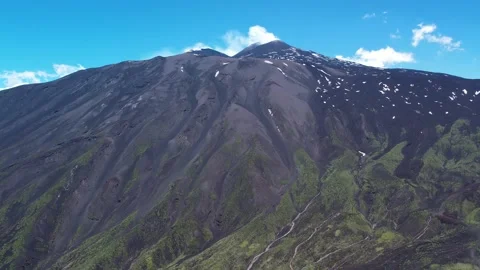 Mt. Etna Volcano in Sicily in spring, Italy Stock Footage 312025064