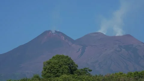 Mt. Etna Volcano in Sicily in spring, Italy Stock Footage 312025088