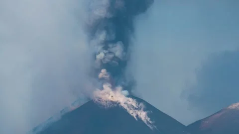 Mt. Etna Volcano in Sicily in spring, Italy Stock Footage 312025119