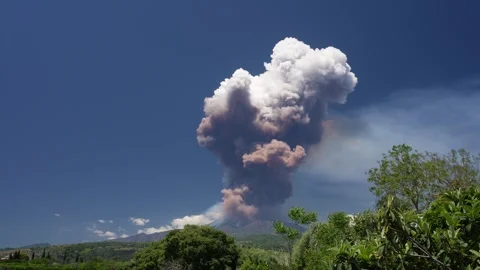 Mt. Etna Volcano in Sicily in spring, Italy Stock Footage 312025135