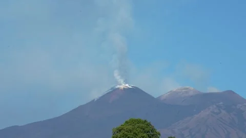 Mt. Etna Volcano in Sicily in spring, Italy Stock Footage 312025181