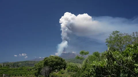 Mt. Etna Volcano in Sicily in spring, Italy Stock Footage 312025183