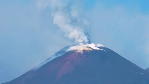 Mt. Etna Volcano in Sicily in spring, Italy Stock Footage 312025190