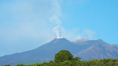 Mt. Etna Volcano in Sicily in spring, Italy Stock Footage 312025210