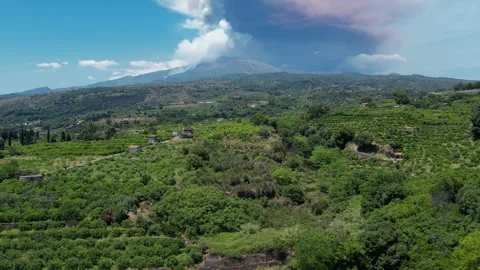 Mt. Etna Volcano in Sicily in spring, Italy Stock Footage 312025693